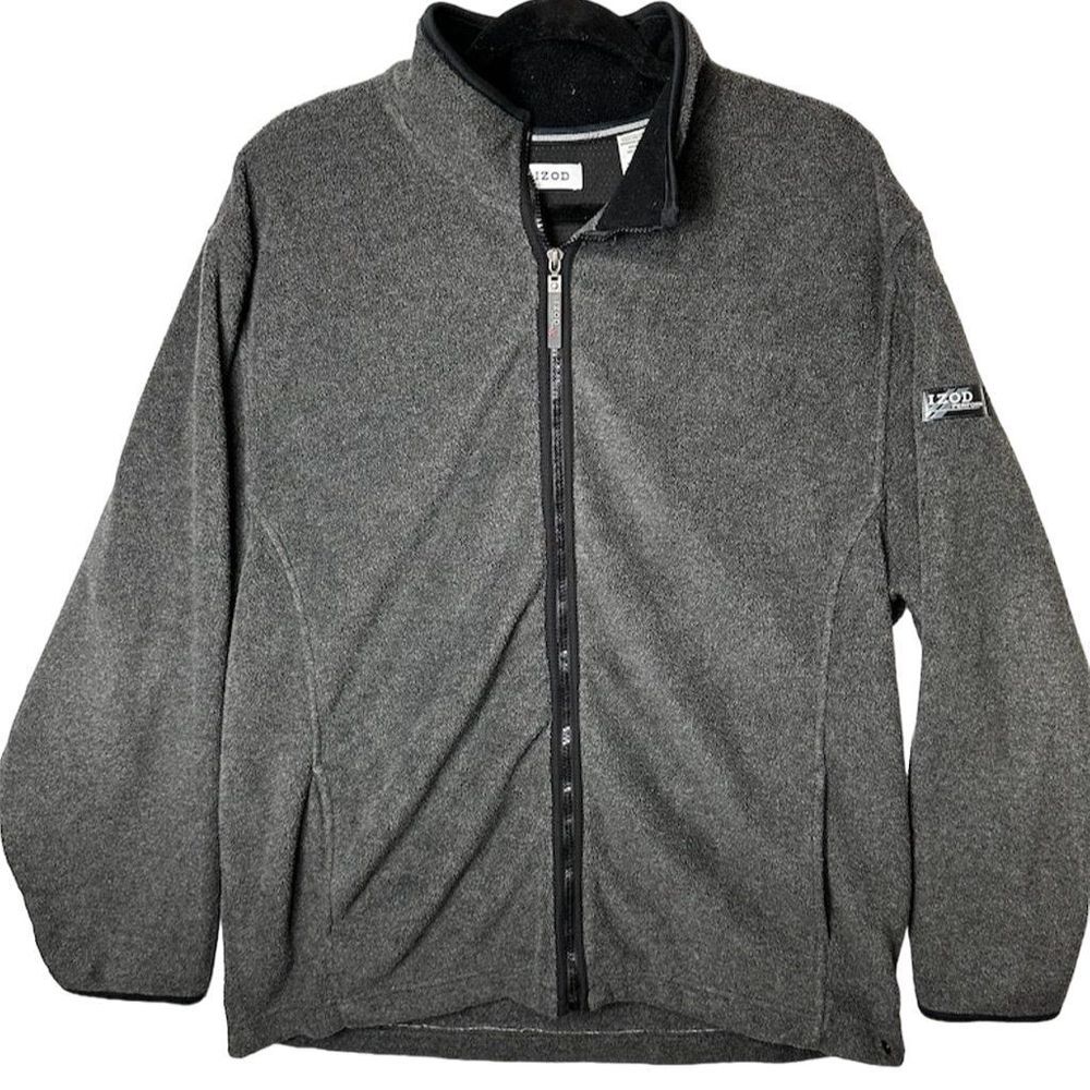 IZOD PerformX Men's Full-Zip Fleece Jacket‎ Charcoal Gray Size Large